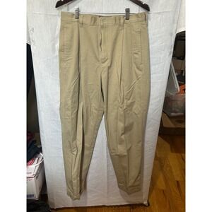 Chaps Ralph Lauren Men Khaki Pleated Classic Fit Casual Pants Size 34x30